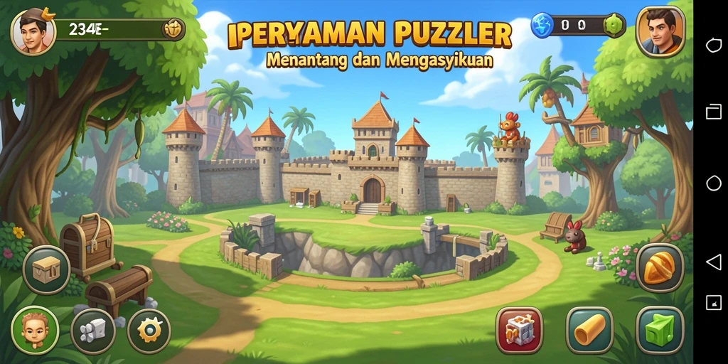 Screenshot permainan 234E yang menunjukkan tingkat kesulitan puzzle yang kreatif.