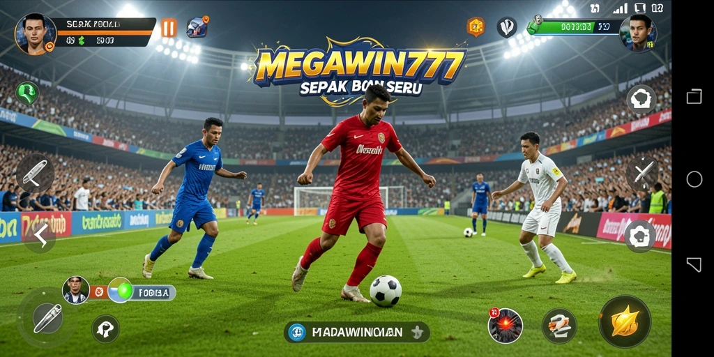 Gameplay MEGAWIN777 yang mendebarkan dan penuh aksi di lapangan sepak bola.