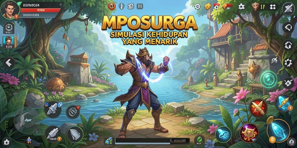 Tampilan gameplay MPOSURGA yang penuh warna dan menarik.