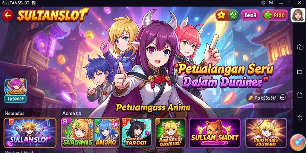 Tampilan gameplay SULTANSLOT dengan karakter Anime yang menarik.