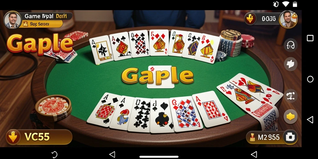 Screenshot gameplay VC55 menampilkan suasana seru permainan Gaple.